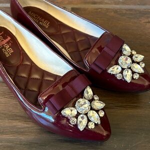Michael Kors Burgundy Crystal Loafers